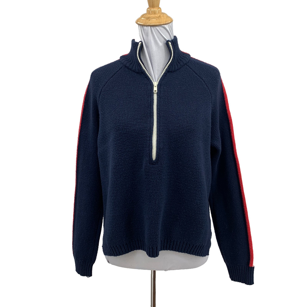 Marine Layer Sweater Womens S Small Navy Archive Invierno Wool Blend Half Zip